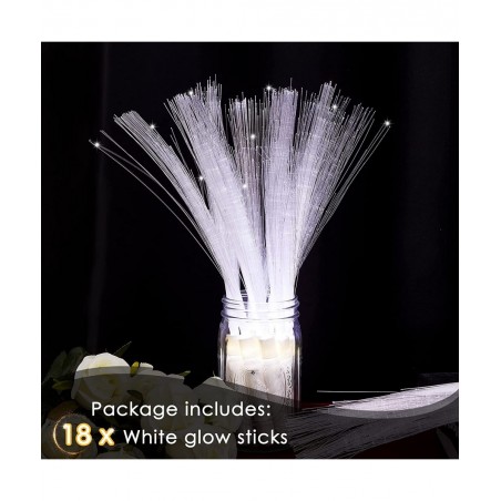 Fiber Optic Wand Led White Glow Sticks Magic Wedding Wand Long Glow Sticks for Wedding Light up Fiber Optic Stick with 3 Ligh...