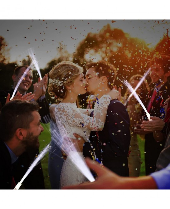 Fiber Optic Wand Led White Glow Sticks Magic Wedding Wand Long Glow Sticks for Wedding Light up Fiber Optic Stick with 3 Ligh...