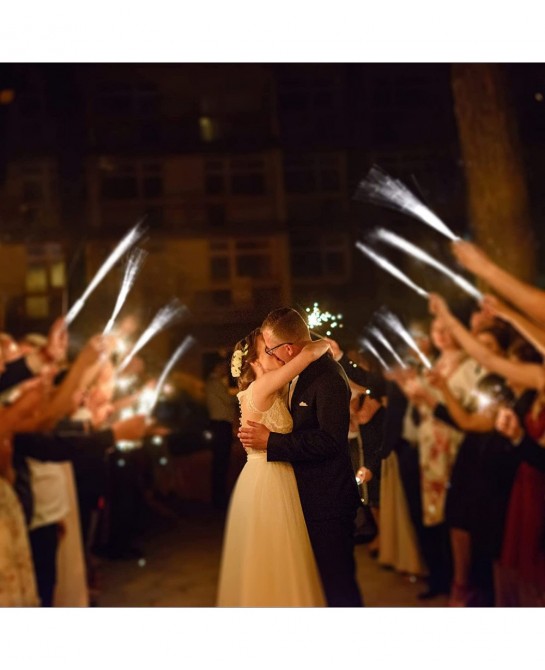 Fiber Optic Wand Led White Glow Sticks Magic Wedding Wand Long Glow Sticks for Wedding Light up Fiber Optic Stick with 3 Ligh...