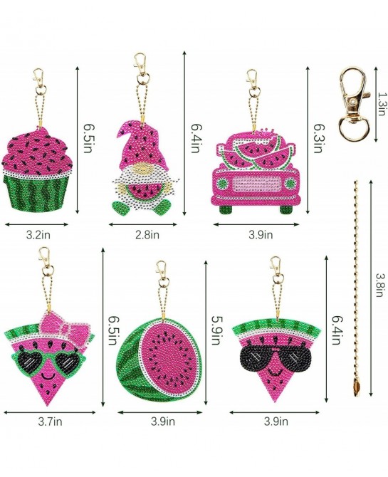 6 Pack Kids 3D Diamond Painting Glitter Dots Keychain Kits for Crafts Art Gifts Ideas for Girls and Boys Ages 8-12 Pink and G...