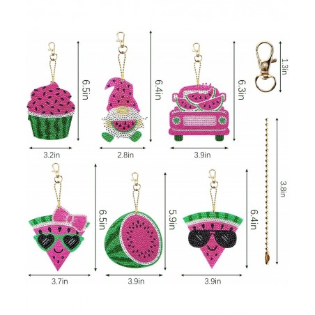 6 Pack Kids 3D Diamond Painting Glitter Dots Keychain Kits for Crafts Art Gifts Ideas for Girls and Boys Ages 8-12 Pink and G...