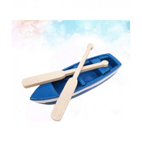 Wooden Boat Canoe Paddles Ocean Resin Micro Landscape Decoration Models for Kids Children $16.26 Miniature Novelty Toys