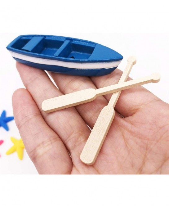 Wooden Boat Canoe Paddles Ocean Resin Micro Landscape Decoration Models for Kids Children $16.26 Miniature Novelty Toys