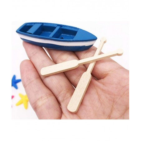 Wooden Boat Canoe Paddles Ocean Resin Micro Landscape Decoration Models for Kids Children $16.26 Miniature Novelty Toys