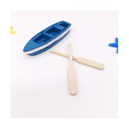 Wooden Boat Canoe Paddles Ocean Resin Micro Landscape Decoration Models for Kids Children $16.26 Miniature Novelty Toys