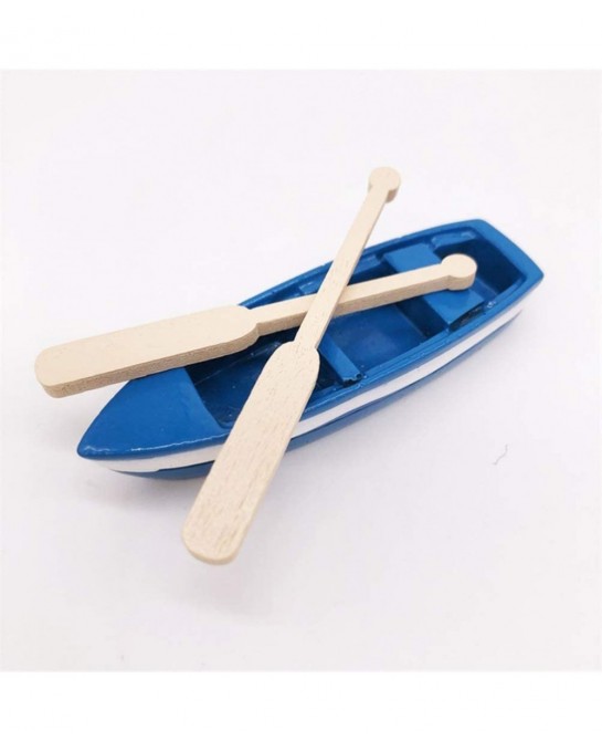 Wooden Boat Canoe Paddles Ocean Resin Micro Landscape Decoration Models for Kids Children $16.26 Miniature Novelty Toys