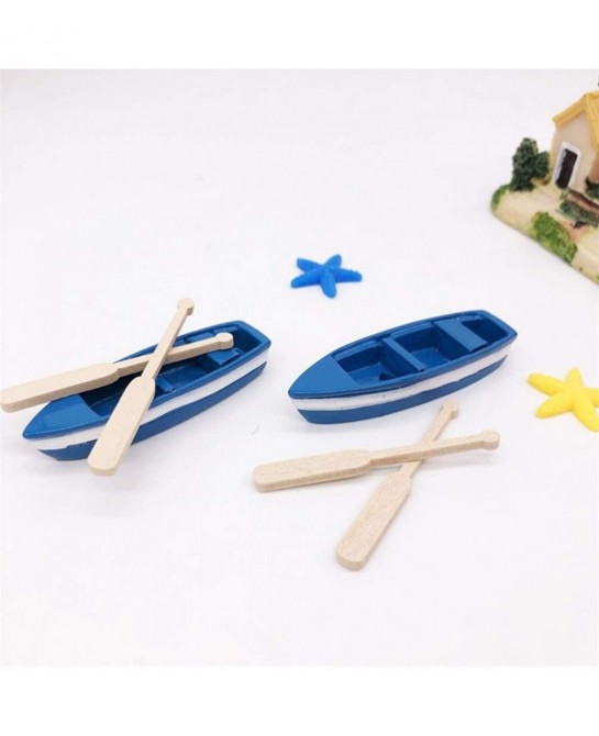 Wooden Boat Canoe Paddles Ocean Resin Micro Landscape Decoration Models for Kids Children $16.26 Miniature Novelty Toys