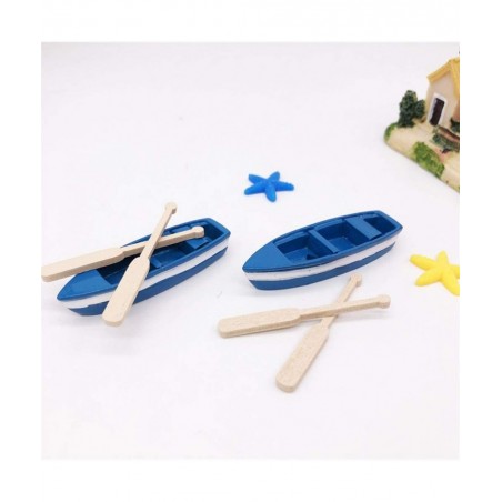 Wooden Boat Canoe Paddles Ocean Resin Micro Landscape Decoration Models for Kids Children $16.26 Miniature Novelty Toys