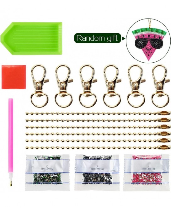 6 Pack Kids 3D Diamond Painting Glitter Dots Keychain Kits for Crafts Art Gifts Ideas for Girls and Boys Ages 8-12 Pink and G...