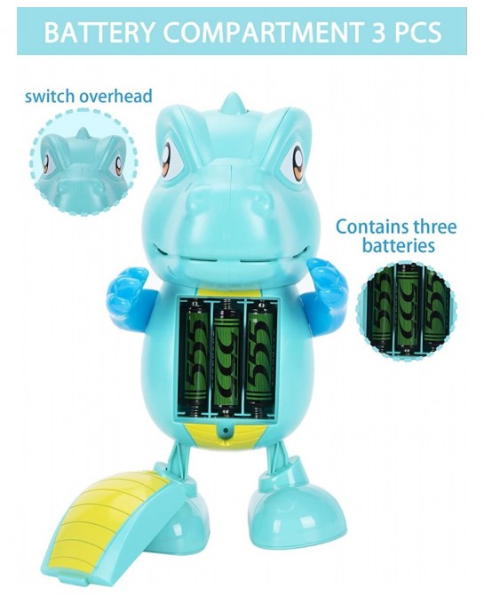 Baby Toys Musical Toys for Toddlers Tummy Time Dinosaur Crawling Toys Dancing Robot with Lights Educational Toy for 1 Year Ol...