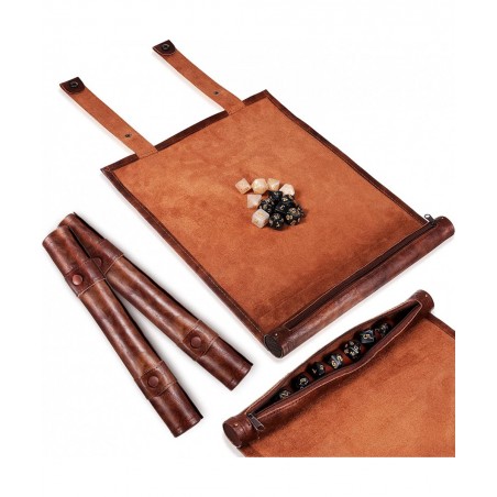Dice Tray Dice Mat Folding Rolling Mat Dice Scroll Leather Dice Holder Bag Storage Box Compatible with DND RPG Table Game Dic...