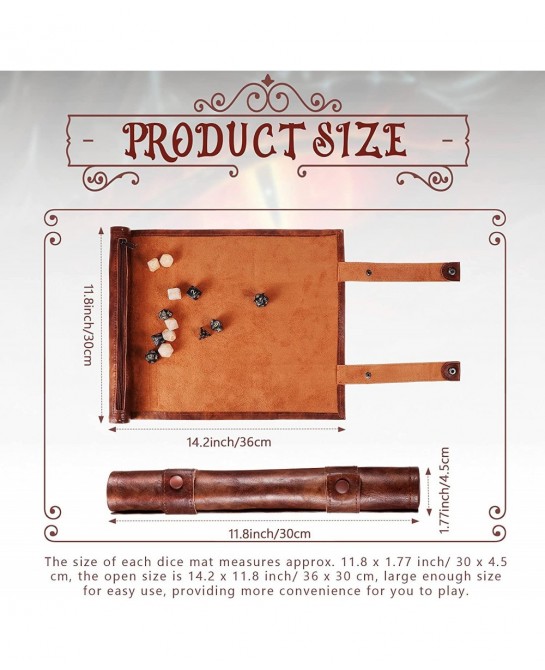 Dice Tray Dice Mat Folding Rolling Mat Dice Scroll Leather Dice Holder Bag Storage Box Compatible with DND RPG Table Game Dic...