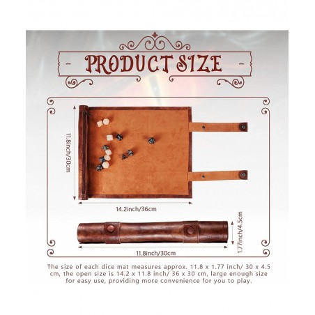 Dice Tray Dice Mat Folding Rolling Mat Dice Scroll Leather Dice Holder Bag Storage Box Compatible with DND RPG Table Game Dic...