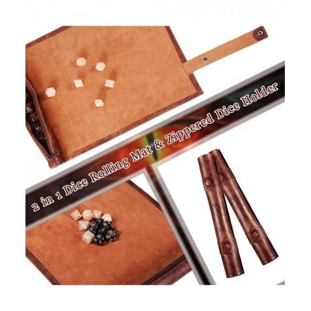 Dice Tray Dice Mat Folding Rolling Mat Dice Scroll Leather Dice Holder Bag Storage Box Compatible with DND RPG Table Game Dic...