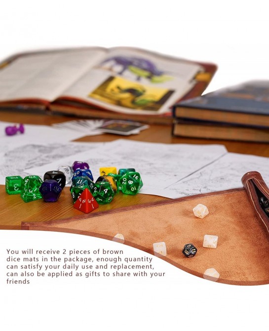 Dice Tray Dice Mat Folding Rolling Mat Dice Scroll Leather Dice Holder Bag Storage Box Compatible with DND RPG Table Game Dic...