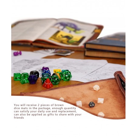 Dice Tray Dice Mat Folding Rolling Mat Dice Scroll Leather Dice Holder Bag Storage Box Compatible with DND RPG Table Game Dic...