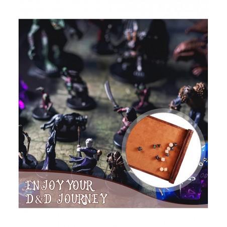 Dice Tray Dice Mat Folding Rolling Mat Dice Scroll Leather Dice Holder Bag Storage Box Compatible with DND RPG Table Game Dic...