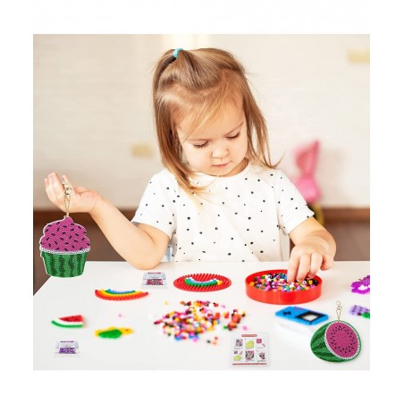 6 Pack Kids 3D Diamond Painting Glitter Dots Keychain Kits for Crafts Art Gifts Ideas for Girls and Boys Ages 8-12 Pink and G...