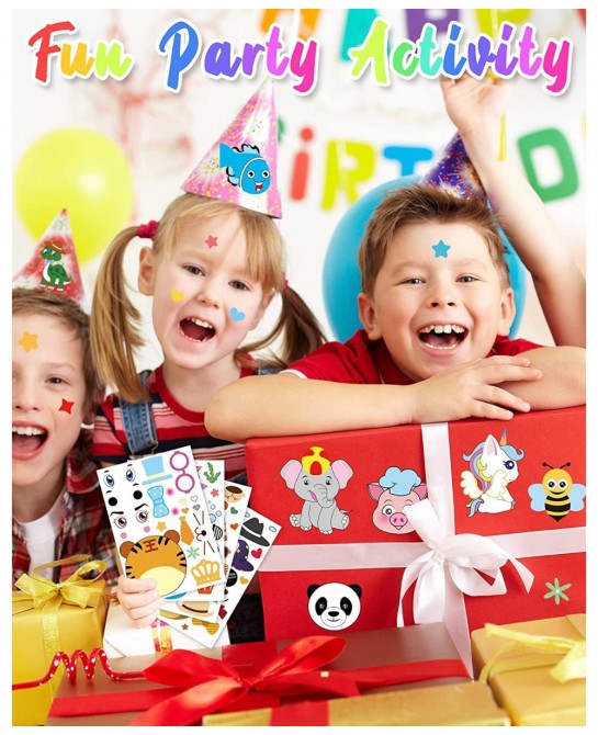 Make Your Own Stickers for Kids 80 Sheets 20 Animals Stickers with Safaris Sea Zoo and Fantasy Animals Face Stickers Party Su...