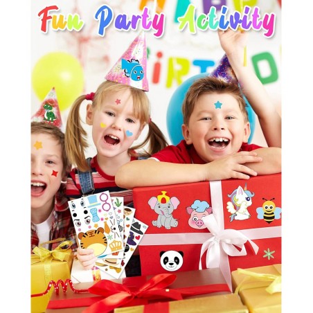 Make Your Own Stickers for Kids 80 Sheets 20 Animals Stickers with Safaris Sea Zoo and Fantasy Animals Face Stickers Party Su...