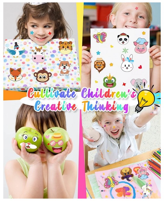 Make Your Own Stickers for Kids 80 Sheets 20 Animals Stickers with Safaris Sea Zoo and Fantasy Animals Face Stickers Party Su...