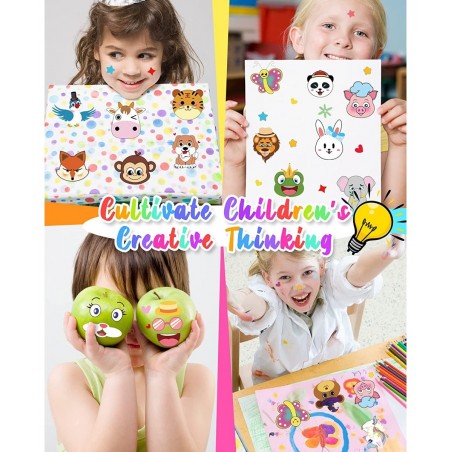Make Your Own Stickers for Kids 80 Sheets 20 Animals Stickers with Safaris Sea Zoo and Fantasy Animals Face Stickers Party Su...
