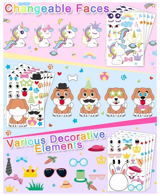 Make Your Own Stickers for Kids 80 Sheets 20 Animals Stickers with Safaris Sea Zoo and Fantasy Animals Face Stickers Party Su...
