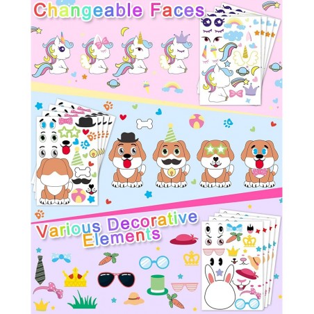 Make Your Own Stickers for Kids 80 Sheets 20 Animals Stickers with Safaris Sea Zoo and Fantasy Animals Face Stickers Party Su...