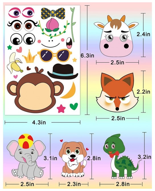 Make Your Own Stickers for Kids 80 Sheets 20 Animals Stickers with Safaris Sea Zoo and Fantasy Animals Face Stickers Party Su...