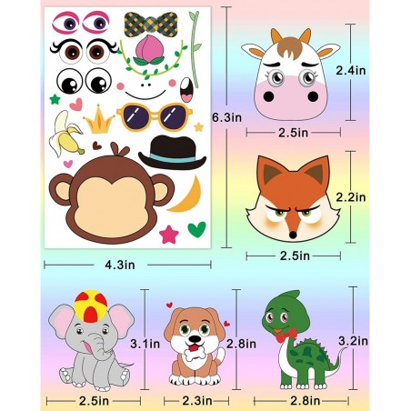 Make Your Own Stickers for Kids 80 Sheets 20 Animals Stickers with Safaris Sea Zoo and Fantasy Animals Face Stickers Party Su...