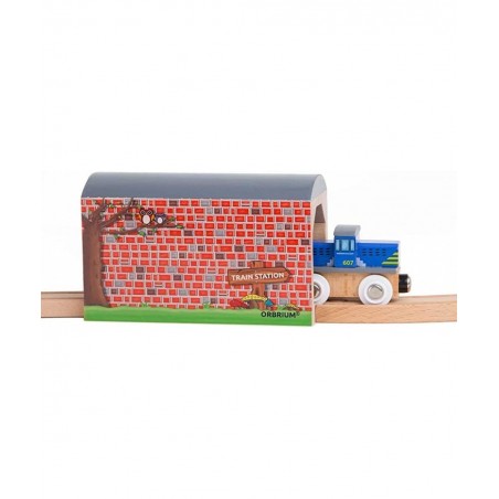 Orbrium® Toys Large Wooden Train Tunnel Track Compatible with Thomas Brio Chugginginton Set $20.94 Toy Train Set Tracks