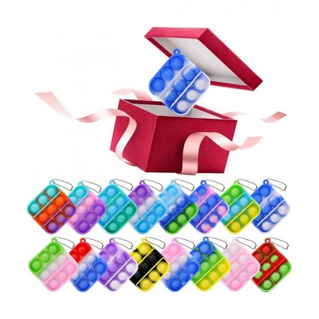 32 Pcs Mini Pop Fidget Toy Pack Simple Bubble Popping Keychain Squeeze Rainbow Stress Relief Sensory Hand Toy Anti-Anxiety Of...