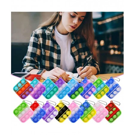 32 Pcs Mini Pop Fidget Toy Pack Simple Bubble Popping Keychain Squeeze Rainbow Stress Relief Sensory Hand Toy Anti-Anxiety Of...