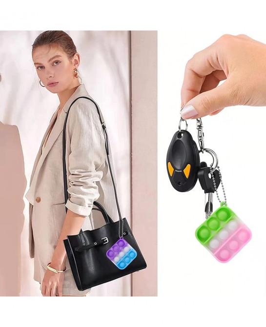 32 Pcs Mini Pop Fidget Toy Pack Simple Bubble Popping Keychain Squeeze Rainbow Stress Relief Sensory Hand Toy Anti-Anxiety Of...
