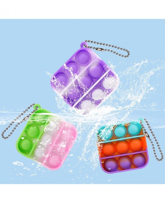 32 Pcs Mini Pop Fidget Toy Pack Simple Bubble Popping Keychain Squeeze Rainbow Stress Relief Sensory Hand Toy Anti-Anxiety Of...
