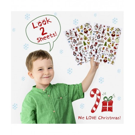 Christmas Stickers Decorating 2 Large Sheets - Self Adhesive Merry Xmas Crafting Scrapbook Gift Present Party Bag Filler Card...
