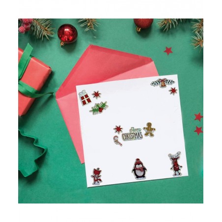 Christmas Stickers Decorating 2 Large Sheets - Self Adhesive Merry Xmas Crafting Scrapbook Gift Present Party Bag Filler Card...
