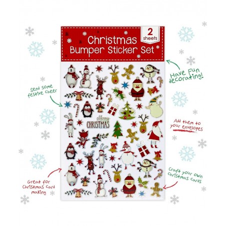 Christmas Stickers Decorating 2 Large Sheets - Self Adhesive Merry Xmas Crafting Scrapbook Gift Present Party Bag Filler Card...