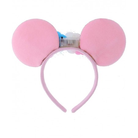 LED Floral Mouse Ears Light Up Head Band Glitter Rose Gold Hair Flower Accessory Costume Headpiece Party Pretend Play Dress U...