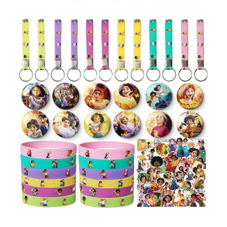 Encanto Party Favors 84pcs Encanto Birthday Party Supplies Include Button Pins Key Chain Silicone Bracelet Stickers Encanto P...