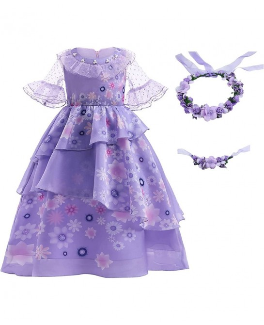 Kids Mirabel Isabella Encanto Costume Luisa Dress Girls Cosplay Outfit Dolores Princess Dress for Party Halloween Etc $58.47 ...