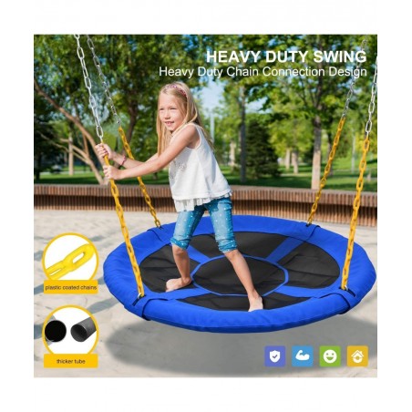 1 000lbs 40" Saucer Tree Swing for Kids Adults with Heavy Duty Chains Plastic Coated Textilene Wear-Resistant and 2pcs 10ft T...