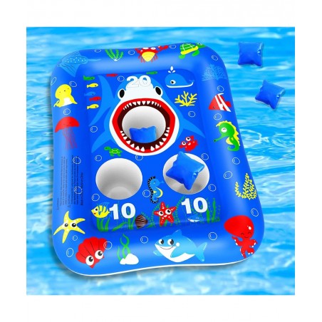 33" Inflatable Pool Cornhole Toys Games Pool Cornhole Bean Bag Toss Games with 4 Beanbags Pool Cornhole Games Party Supplies ...