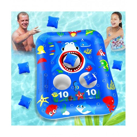 33" Inflatable Pool Cornhole Toys Games Pool Cornhole Bean Bag Toss Games with 4 Beanbags Pool Cornhole Games Party Supplies ...