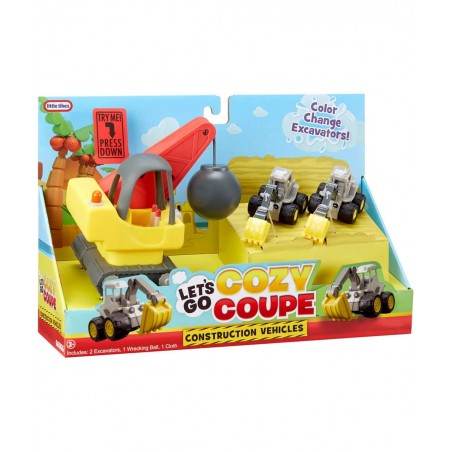Let’s Go Cozy Coupe? 3pk Construction Mini Push and Play Vehicle for Tabletop or Floor Push Play Car Fun and Color Change for...