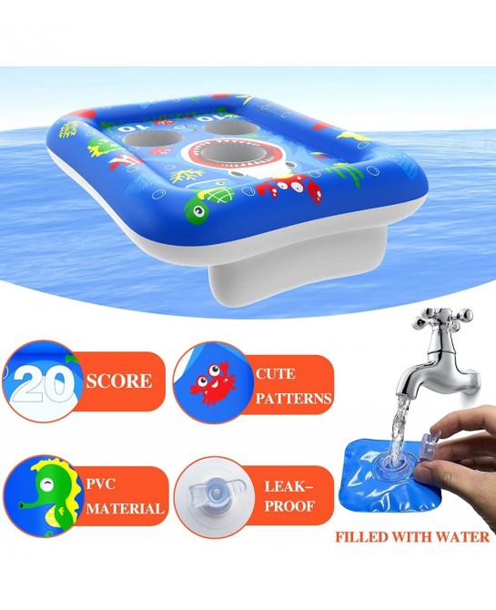 33" Inflatable Pool Cornhole Toys Games Pool Cornhole Bean Bag Toss Games with 4 Beanbags Pool Cornhole Games Party Supplies ...