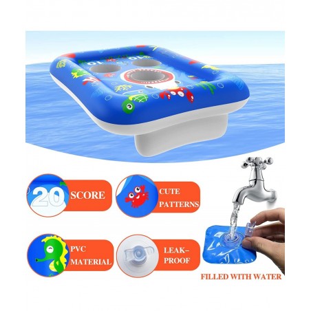 33" Inflatable Pool Cornhole Toys Games Pool Cornhole Bean Bag Toss Games with 4 Beanbags Pool Cornhole Games Party Supplies ...