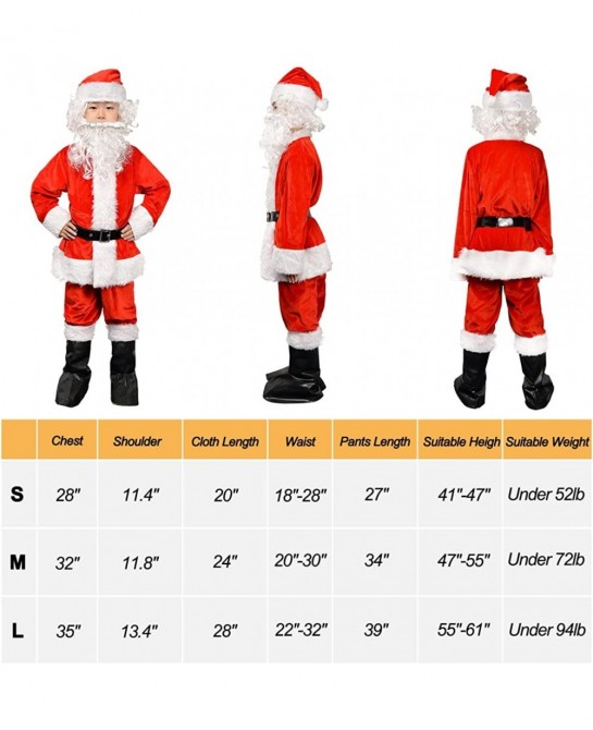 Children’s Santa Suit Costume for kids Red Deluxe Velvet Santa Suit Halloween Christmas Party Cosplay Costome (9PCS) $40.45 K...
