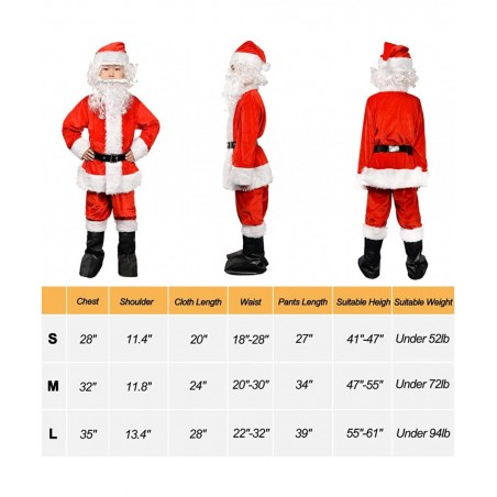 Children’s Santa Suit Costume for kids Red Deluxe Velvet Santa Suit Halloween Christmas Party Cosplay Costome (9PCS) $40.45 K...
