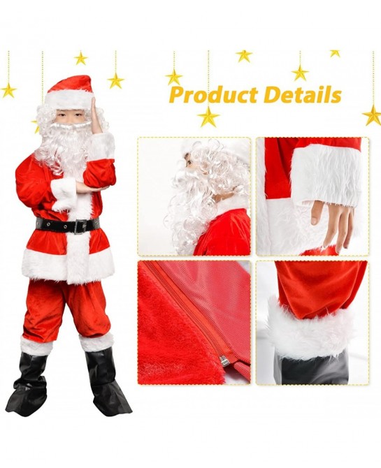 Children’s Santa Suit Costume for kids Red Deluxe Velvet Santa Suit Halloween Christmas Party Cosplay Costome (9PCS) $40.45 K...